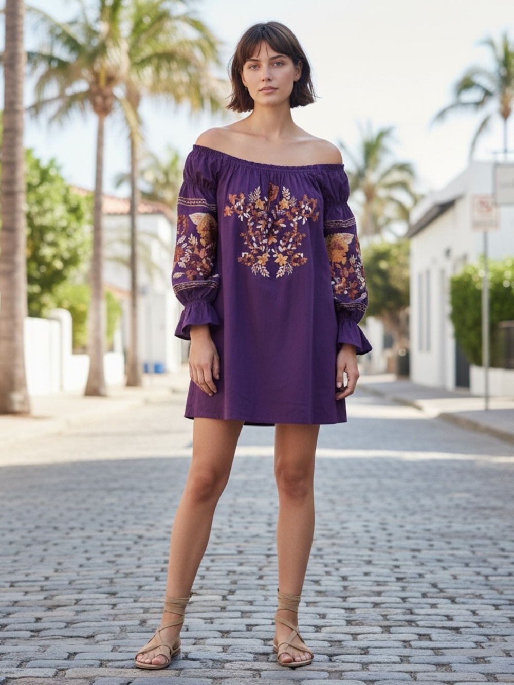 Free People Fleur Du Jour Embroidered Mini Dress size S